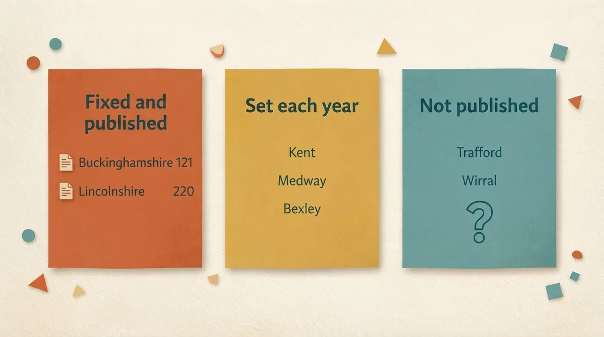 Illustration comparing published-in-advance thresholds, annually set cut-offs and missing information